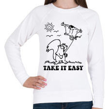 PRINTFASHION Take it easy - Női pulóver - Fehér női pulóver, kardigán