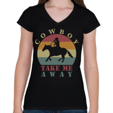 PRINTFASHION Take me away - Női V-nyakú póló - Fekete női póló