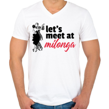 PRINTFASHION Találkozzunk a Milongán - Férfi V-nyakú póló - Fehér férfi póló
