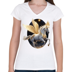 PRINTFASHION Táltos paripa - Női V-nyakú póló - Fehér