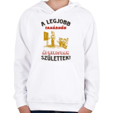 PRINTFASHION Tanárnő szülinapja április - Gyerek kapucnis pulóver - Fehér gyerek pulóver, kardigán