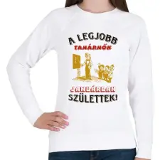 PRINTFASHION Tanárnő szülinapja január - Női pulóver - Fehér női pulóver, kardigán