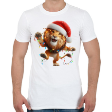 PRINTFASHION Táncoló karácsonyi party oroszlán - Férfi póló - Fehér