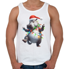 PRINTFASHION Táncoló karácsonyi party viziló  - Férfi atléta - Fehér atléta, trikó