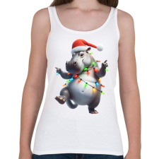 PRINTFASHION Táncoló karácsonyi party viziló  - Női atléta - Fehér női trikó