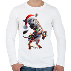 PRINTFASHION Táncoló karácsonyi party zebra - Férfi hosszú ujjú póló - Fehér