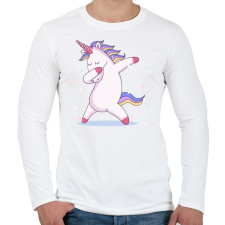 PRINTFASHION Táncoló unikornis - Férfi hosszú ujjú póló - Fehér férfi póló
