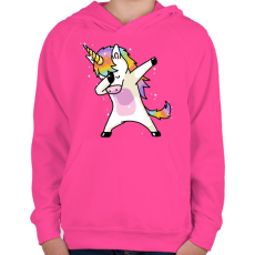 PRINTFASHION Táncos unikornis - Gyerek kapucnis pulóver - Fukszia