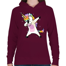 PRINTFASHION Táncos unikornis - Női kapucnis pulóver - Bordó