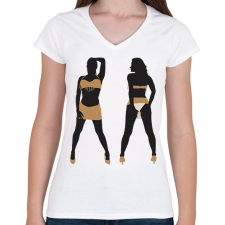PRINTFASHION Táncosnők - Női V-nyakú póló - Fehér női póló