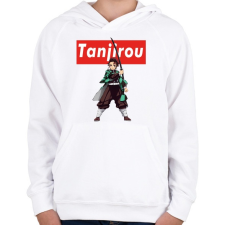 PRINTFASHION Tanjiro Demon Slayer - Gyerek kapucnis pulóver - Fehér gyerek pulóver, kardigán