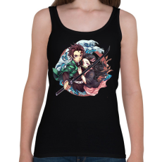 PRINTFASHION Tanjiro én Nezuko - Női atléta - Fekete