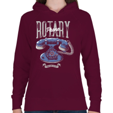 PRINTFASHION Tárcsázós telefon - Női kapucnis pulóver - Bordó