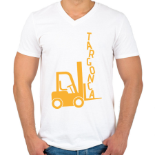 PRINTFASHION Targonca - Férfi V-nyakú póló - Fehér férfi póló