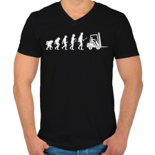 PRINTFASHION Targoncás evolúció - Férfi V-nyakú póló - Fekete férfi póló