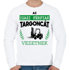 PRINTFASHION Targoncát vezetnek - Férfi pulóver - Fehér férfi pulóver, kardigán
