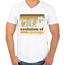 PRINTFASHION Tárhely evolució - Férfi V-nyakú póló - Fehér