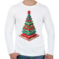 PRINTFASHION Társasjáték karácsonyfa - Férfi hosszú ujjú póló - Fehér