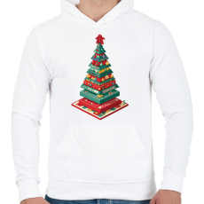 PRINTFASHION Társasjáték karácsonyfa - Férfi kapucnis pulóver - Fehér