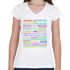 PRINTFASHION Társasjátékok - Női V-nyakú póló - Fehér