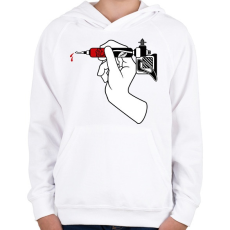 PRINTFASHION Tattoo Gun - Gyerek kapucnis pulóver - Fehér