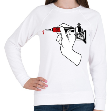 PRINTFASHION Tattoo Gun - Női pulóver - Fehér női pulóver, kardigán
