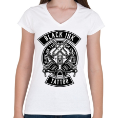 PRINTFASHION Tattoo Ink - Női V-nyakú póló - Fehér