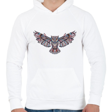 PRINTFASHION Tattoo style Owl - Férfi kapucnis pulóver - Fehér