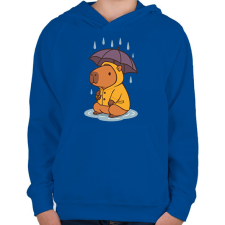PRINTFASHION Tavaszi kapibara - Gyerek kapucnis pulóver - Királykék gyerek pulóver, kardigán