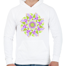 PRINTFASHION Tavaszi mandala  - Férfi kapucnis pulóver - Fehér