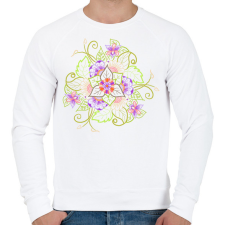 PRINTFASHION Tavaszi virágmandala - Férfi pulóver - Fehér férfi pulóver, kardigán