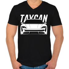 PRINTFASHION Taycan - Férfi V-nyakú póló - Fekete férfi póló