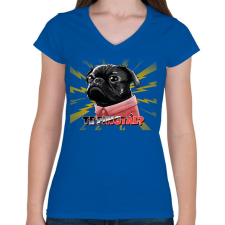 PRINTFASHION TE FINGTÁL 4 - Női V-nyakú póló - Királykék női póló