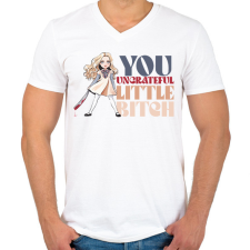 PRINTFASHION Te hálátlan kis... - Férfi V-nyakú póló - Fehér férfi pulóver, kardigán