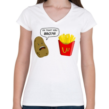 PRINTFASHION Te vagy az tesó!?! - Női V-nyakú póló - Fehér női póló