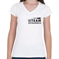 PRINTFASHION Team AstraZeneca - Női V-nyakú póló - Fehér