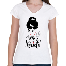 PRINTFASHION Team Bride - Női V-nyakú póló - Fehér