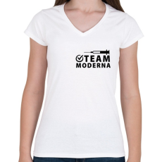 PRINTFASHION Team Moderna - Női V-nyakú póló - Fehér