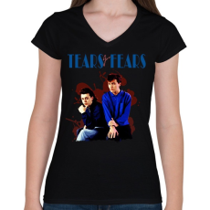 PRINTFASHION Tears For Fears - Női V-nyakú póló - Fekete