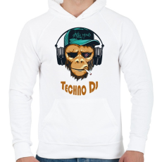PRINTFASHION Techno DJ - Majom - Férfi kapucnis pulóver - Fehér