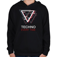PRINTFASHION Techno - Every time - Gyerek kapucnis pulóver - Fekete gyerek pulóver, kardigán