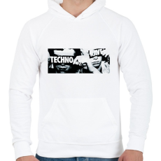 PRINTFASHION Techno - Férfi kapucnis pulóver - Fehér