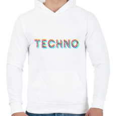 PRINTFASHION Techno - Férfi kapucnis pulóver - Fehér