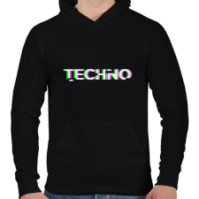 PRINTFASHION Techno - Férfi kapucnis pulóver - Fekete férfi pulóver, kardigán