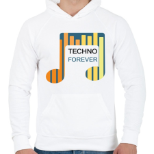 PRINTFASHION Techno Forever - Férfi kapucnis pulóver - Fehér férfi pulóver, kardigán
