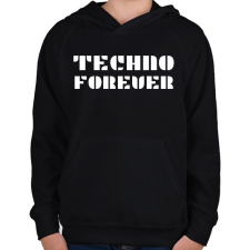 PRINTFASHION TECHNO FOREVER - Gyerek kapucnis pulóver - Fekete gyerek pulóver, kardigán