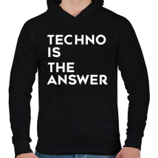 PRINTFASHION Techno is the answer! - Férfi kapucnis pulóver - Fekete