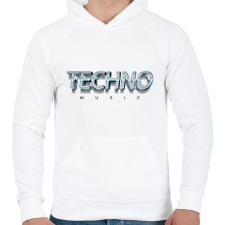 PRINTFASHION Techno music - Fémes - Férfi kapucnis pulóver - Fehér férfi pulóver, kardigán