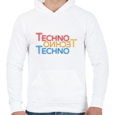 PRINTFASHION Techno - Neon - Férfi kapucnis pulóver - Fehér férfi pulóver, kardigán