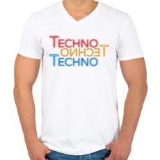 PRINTFASHION Techno - Neon - Férfi V-nyakú póló - Fehér
